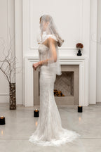 White Bridal Hood with Pearls
