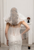 White Bridal Hood with Pearls