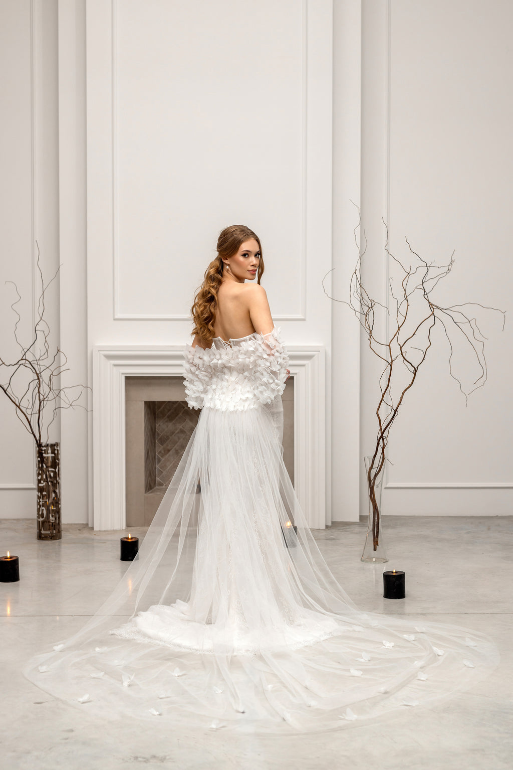 Ivory Floor-Length Bridal Cape