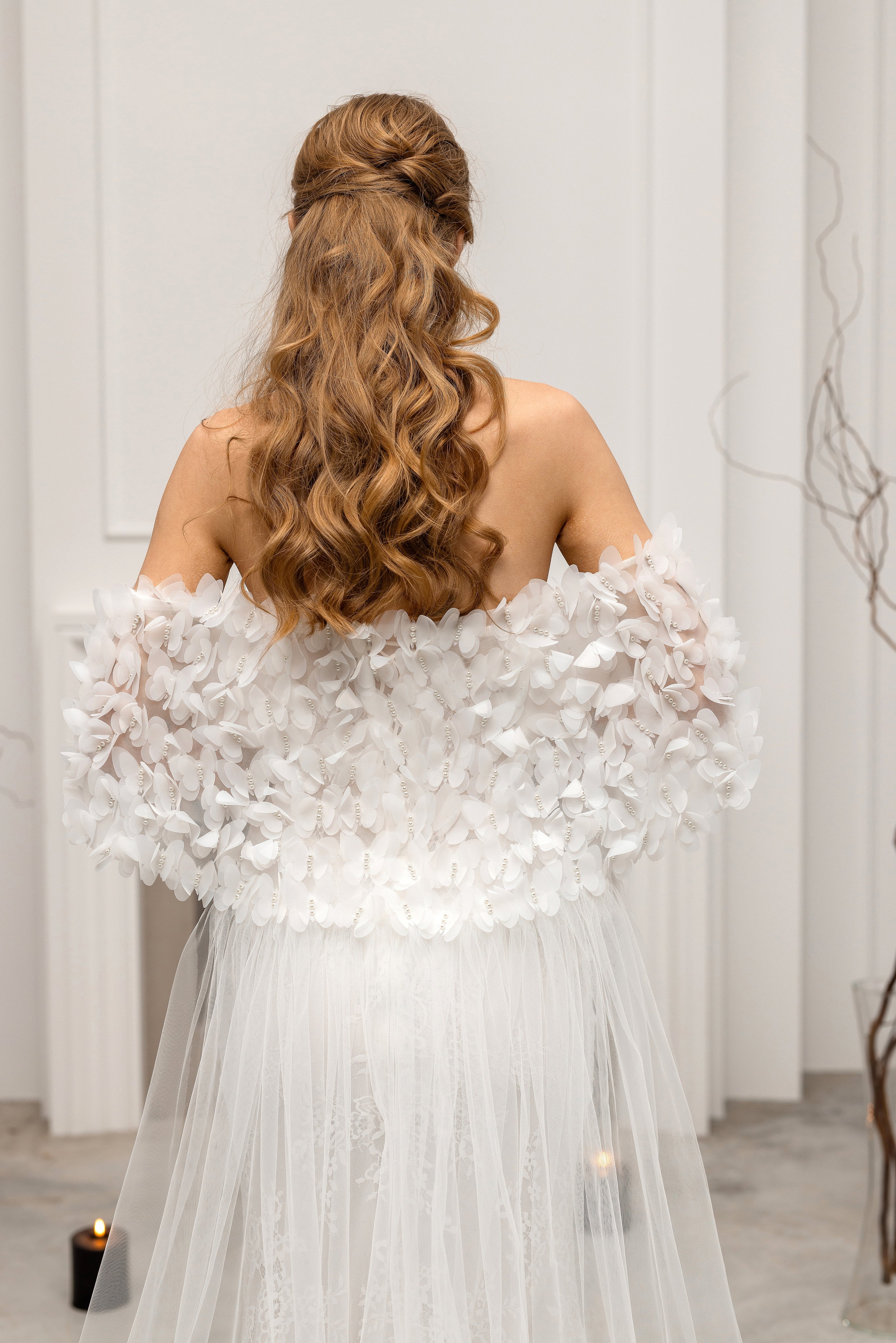 Ivory Floor-Length Bridal Cape