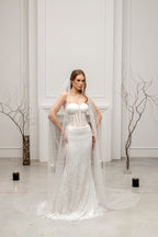 Ivory Cathedral Bridal Veil with Pearls
