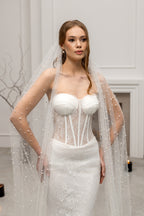 Ivory Cathedral Bridal Veil with Pearls