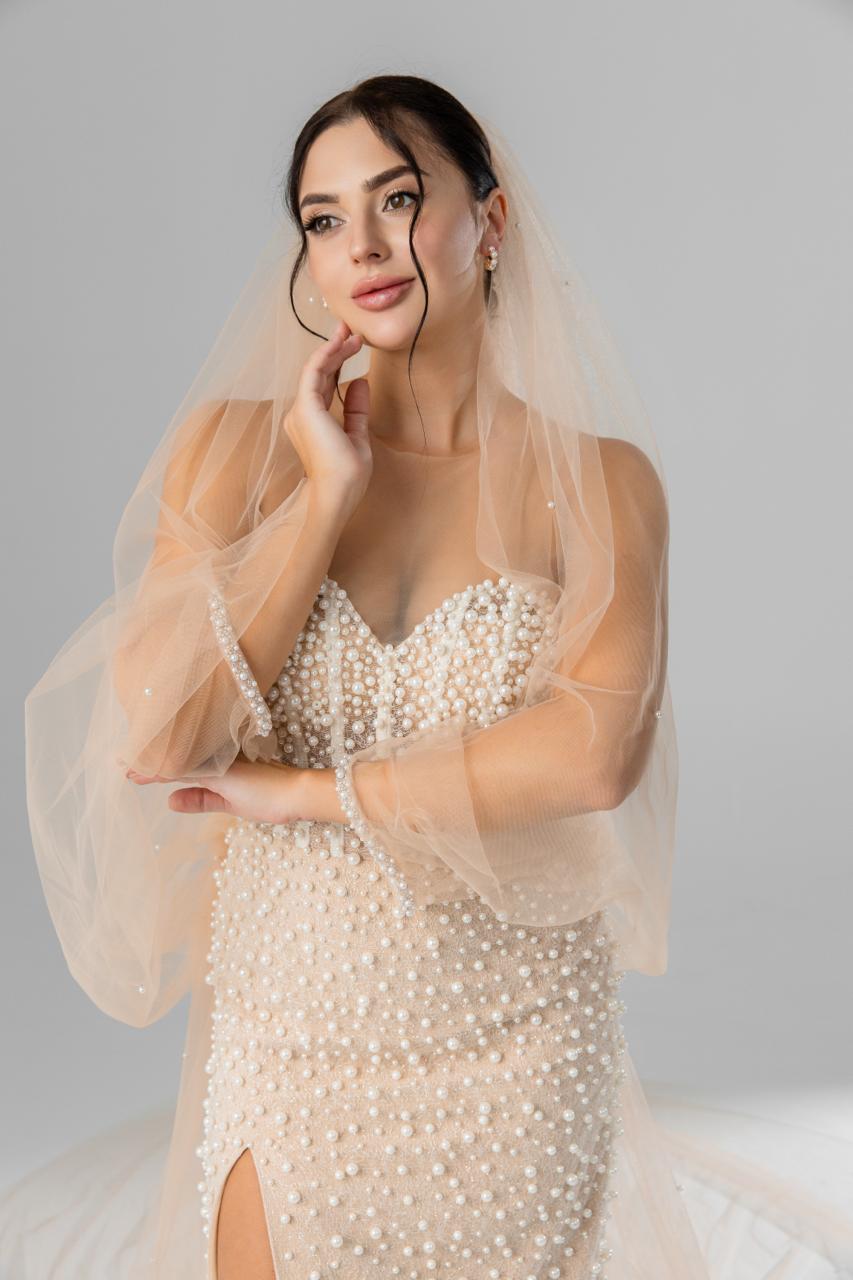 Champagne Dress → Cappuccino Veil