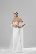 Cathedral Bridal Cape in Italian Tulle with Silk Roses
