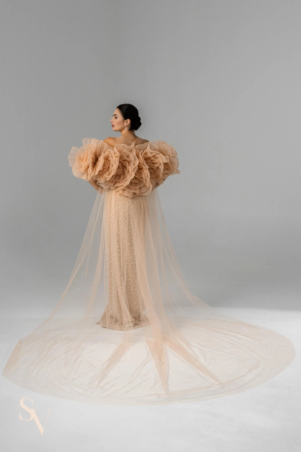 Handmade Cappuccino Bridal Veil in Luxe Italian Tulle