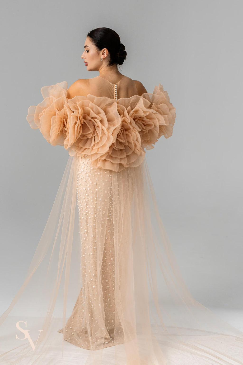 Handmade Cappuccino Bridal Veil in Luxe Italian Tulle