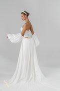 Ivory Floor-Length Bridal Cape with Sleeves