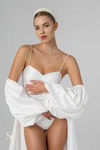 Ivory Floor-Length Bridal Cape with Sleeves