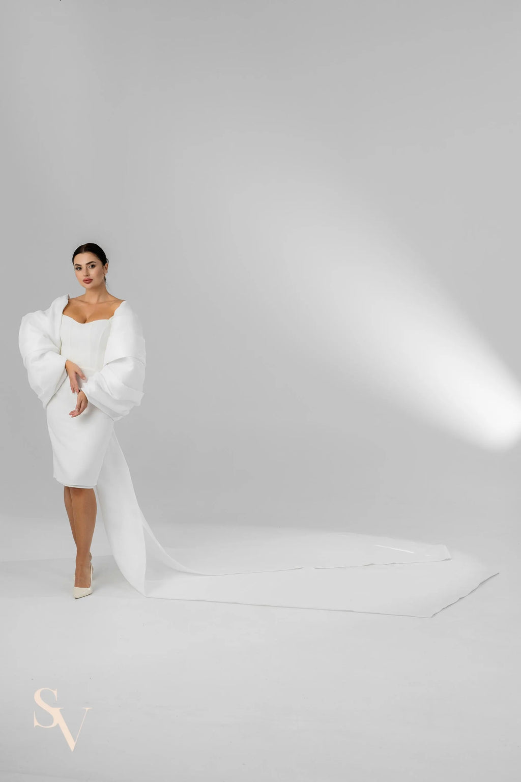 Ivory Royal Cathedral Bridal Cape with Oversized Bow