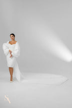 Ivory Royal Cathedral Bridal Cape with Oversized Bow