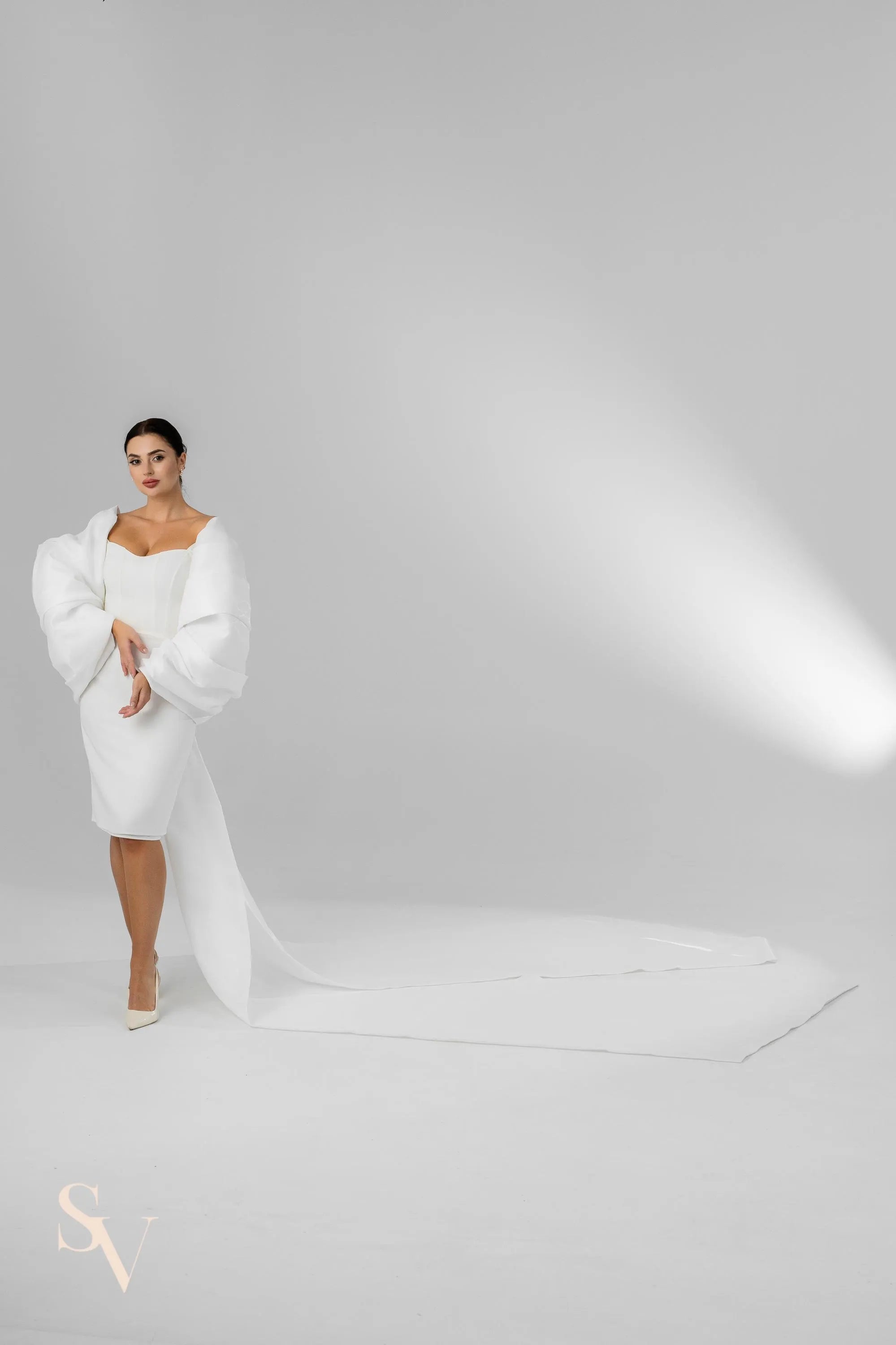 Ivory Royal Cathedral Bridal Cape with Oversized Bow