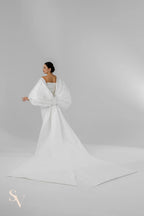 Ivory Royal Cathedral Bridal Cape with Oversized Bow