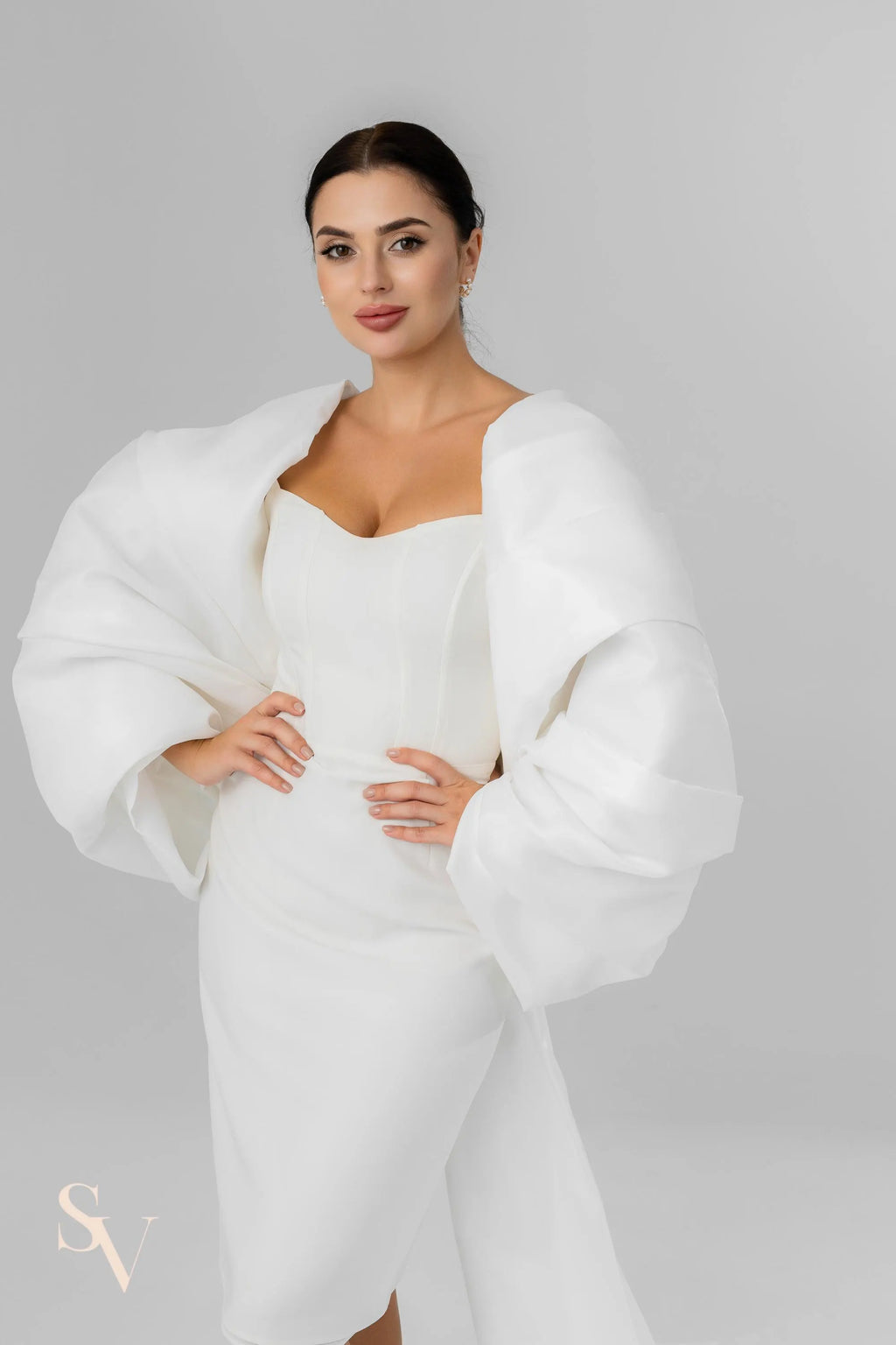 Ivory Royal Cathedral Bridal Cape with Oversized Bow