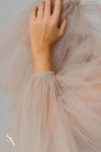 Mocha Cathedral Bridal Cape with Voluminous Sleeves