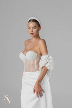 Cathedral Bridal Cape in Italian Tulle with Silk Roses