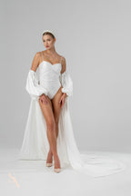 Ivory Floor-Length Bridal Cape with Sleeves