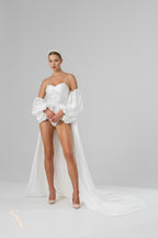 Ivory Floor-Length Bridal Cape with Sleeves