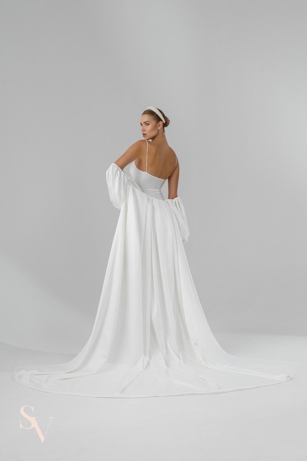 Ivory Floor-Length Bridal Cape with Sleeves