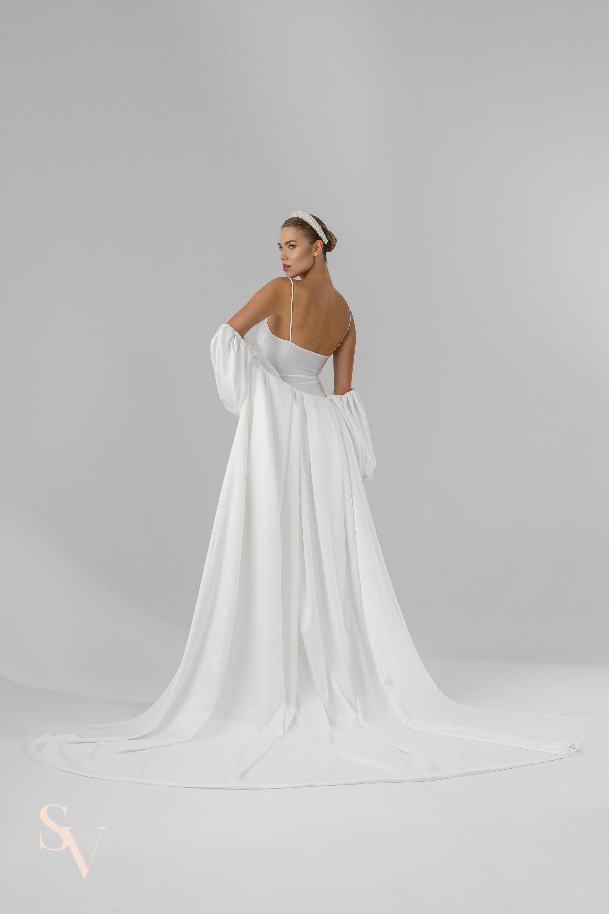 Ivory Floor-Length Bridal Cape with Sleeves