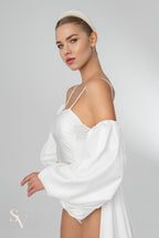 Ivory Floor-Length Bridal Cape with Sleeves