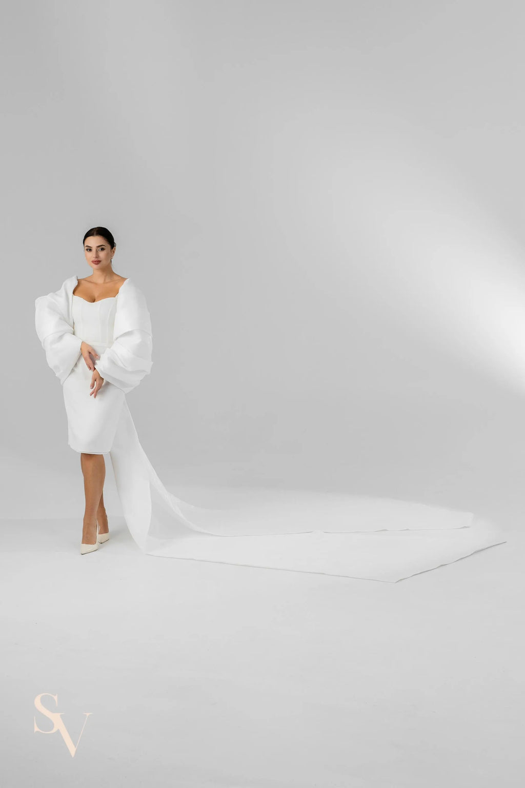 Ivory Royal Cathedral Bridal Cape with Oversized Bow