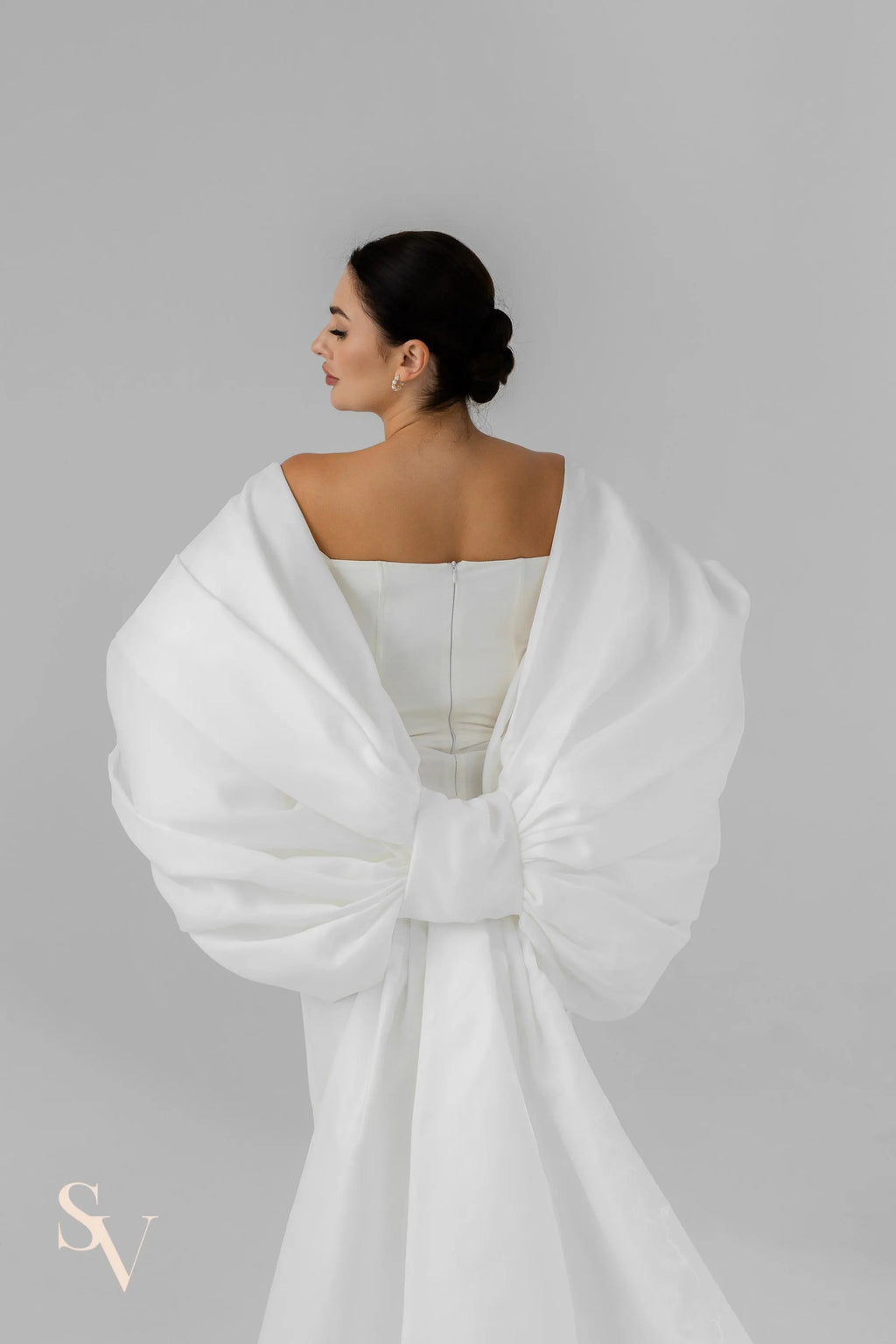 Ivory Royal Cathedral Bridal Cape with Oversized Bow