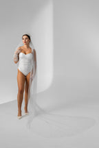 Cathedral Bridal Veil with Crown and Swarovski Crystal Rhinestones