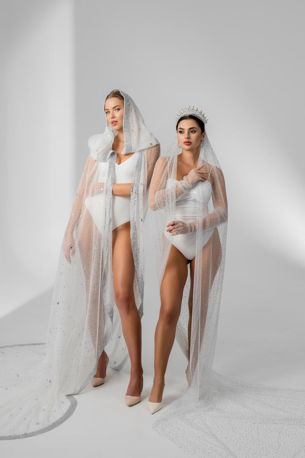 Cathedral Bridal Veil with Crown and Swarovski Crystal Rhinestones