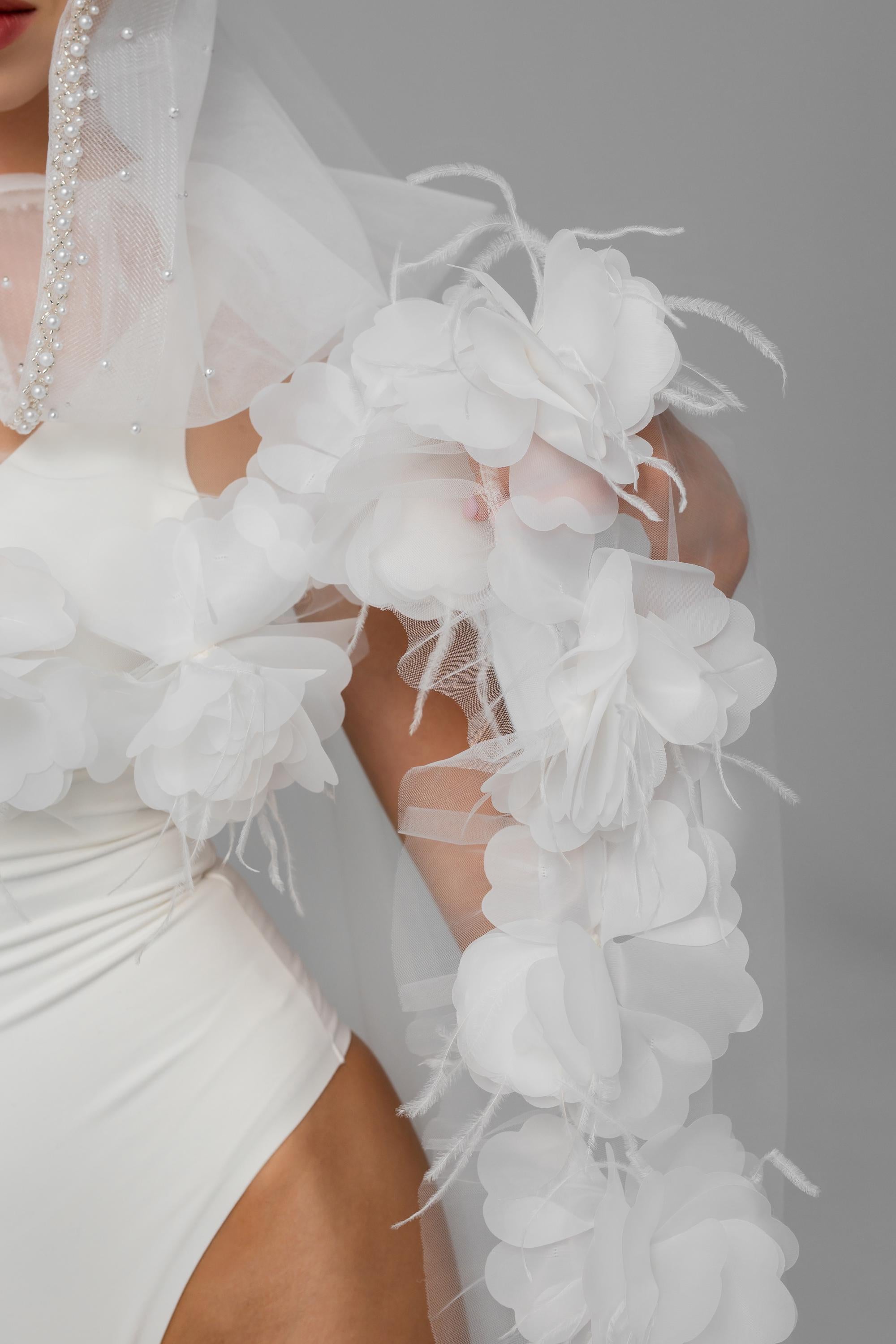 Bridal Hood with Flowers and Feathers