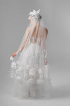 Ivory Ballet-Length Bridal Veil with Delicate Floral Appliqués