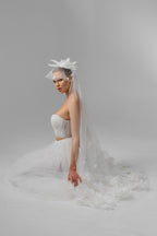 Ivory Ballet-Length Bridal Veil with Delicate Floral Appliqués