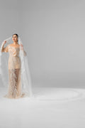 Ivory Royal Cathedral Oval Chantilly Lace Bridal Veil