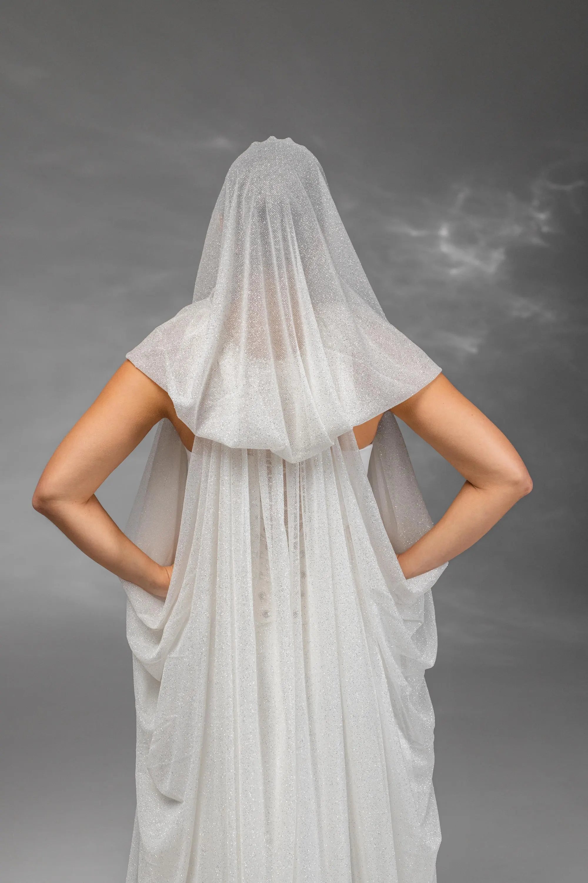 Ivory Silver Chapel-Length Bridal Hood