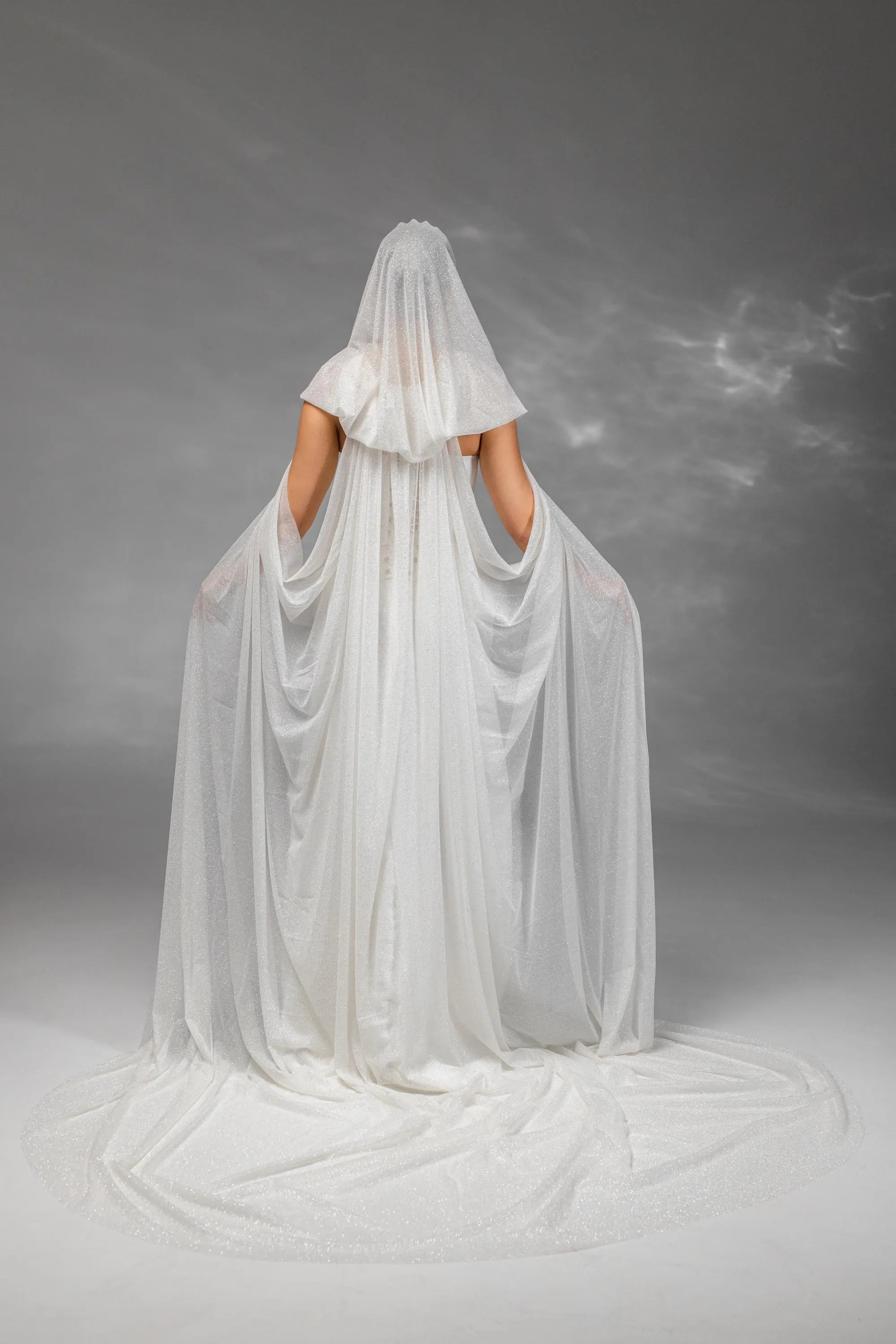 Ivory Silver Chapel-Length Bridal Hood