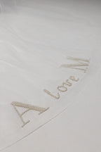 Personalized Ivory Chapel-Length Bridal Veil with Hand Embroidery