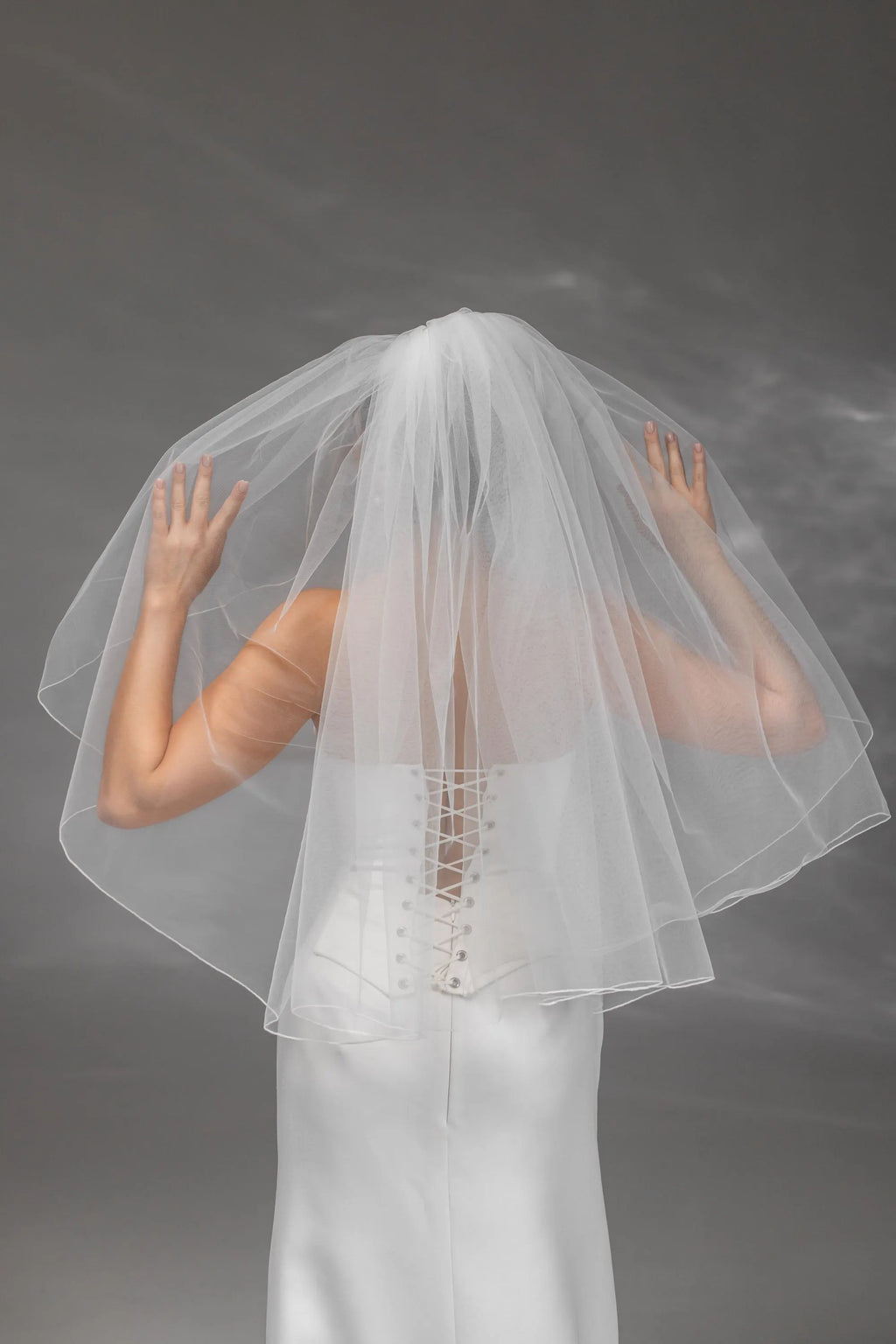Ivory Bridal Veil with Pencil Edge Trim