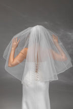 Ivory Bridal Veil with Pencil Edge Trim