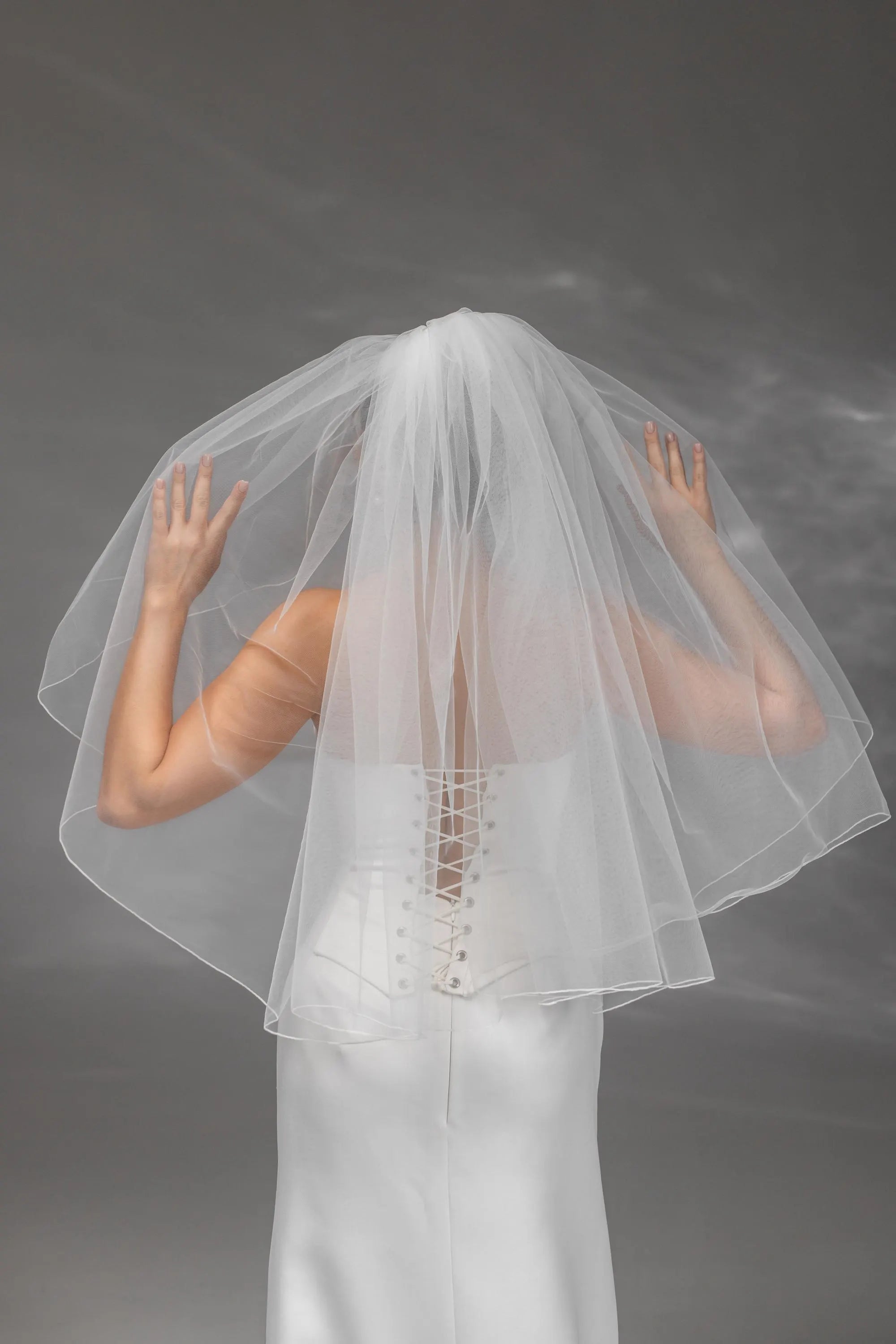 Ivory Bridal Veil with Pencil Edge Trim