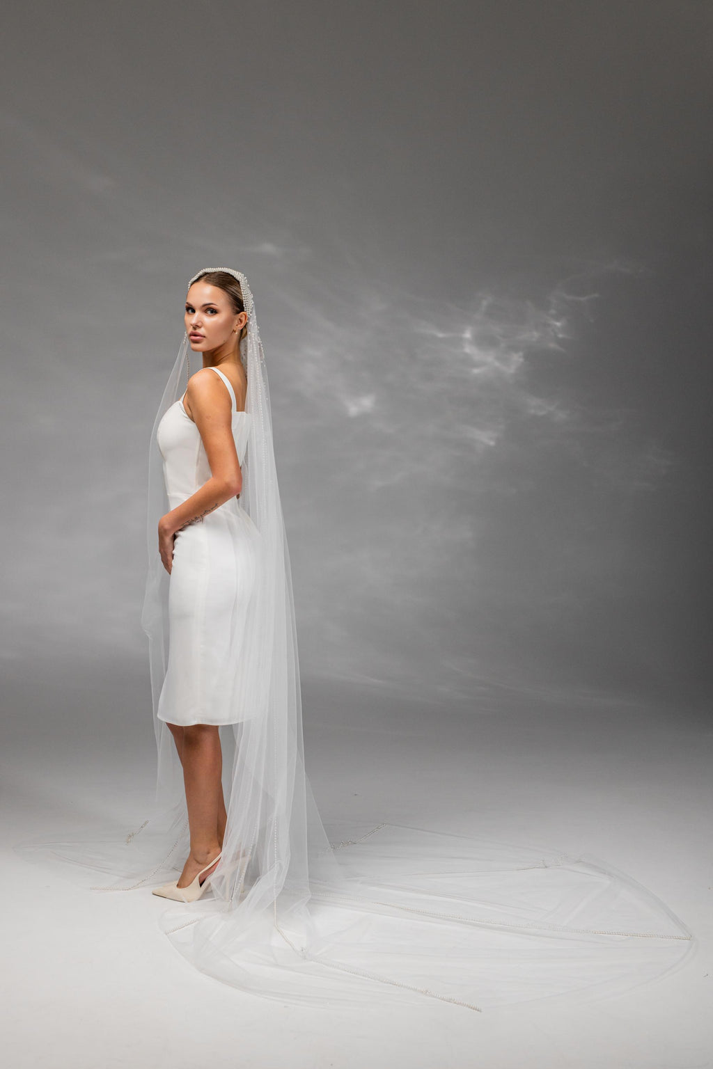 Cathedral Bridal Veil with Pearls