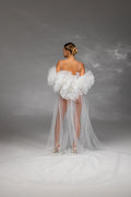 Cappuccino Chapel-Length Bridal Veil in Italian Tulle