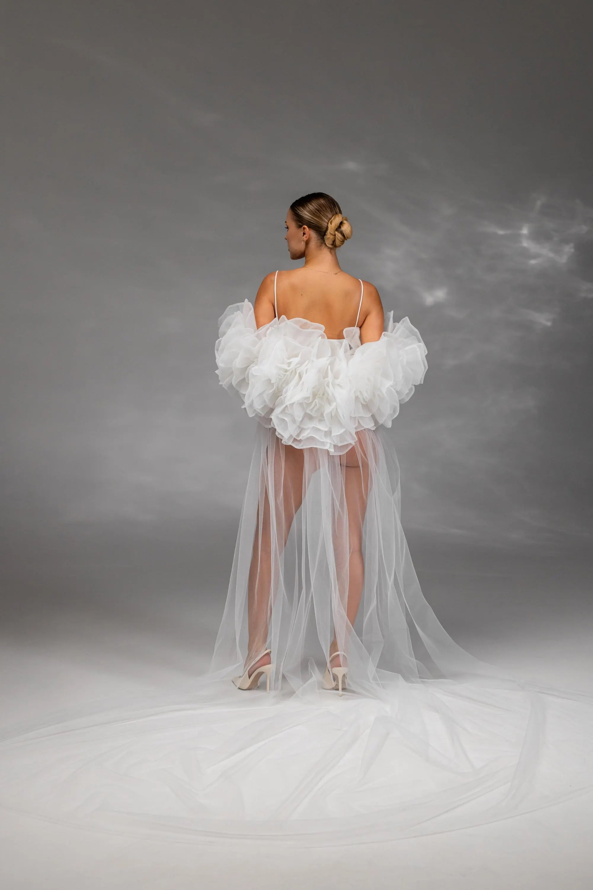 Cappuccino Chapel-Length Bridal Veil in Italian Tulle