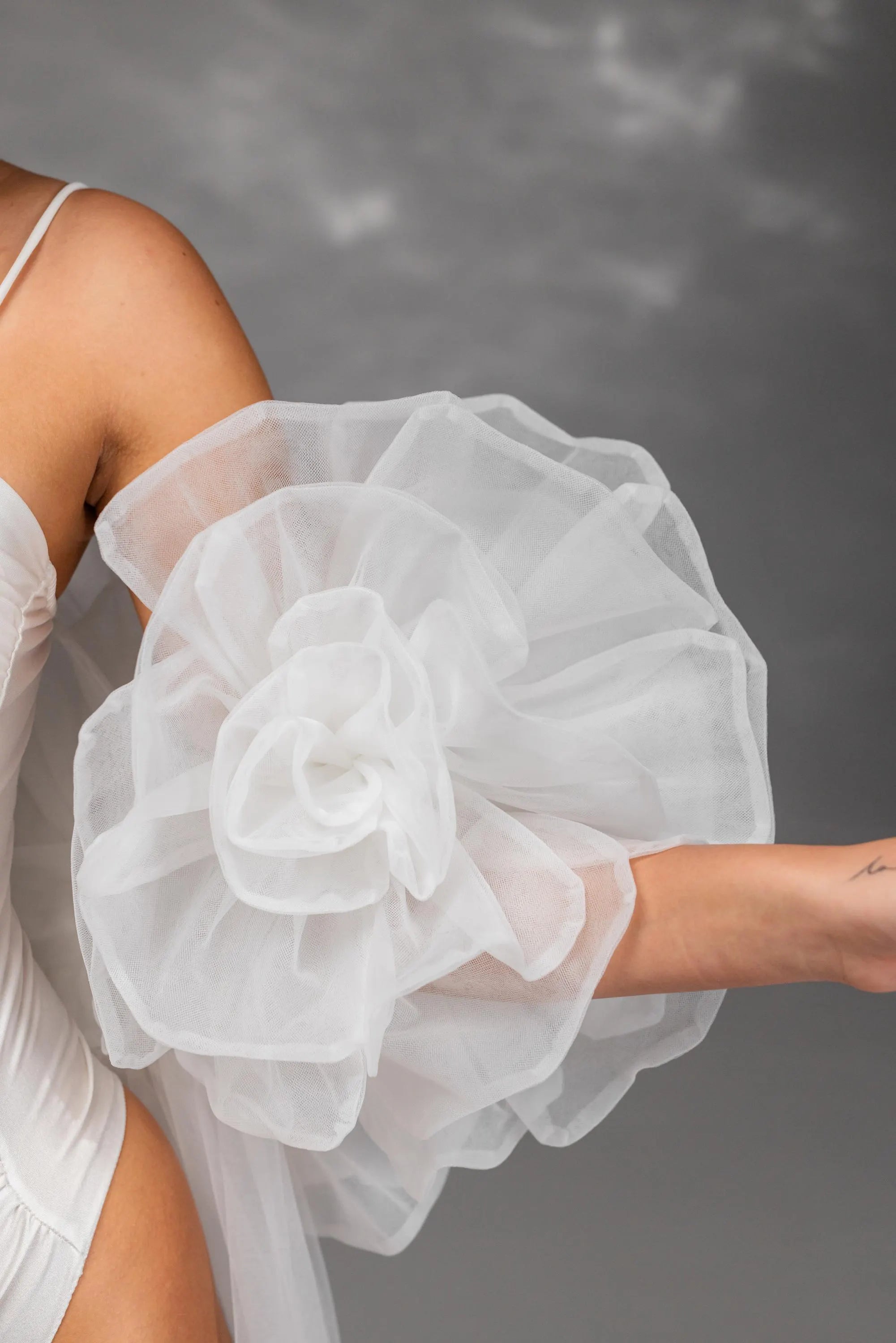 Cappuccino Chapel-Length Bridal Veil in Italian Tulle