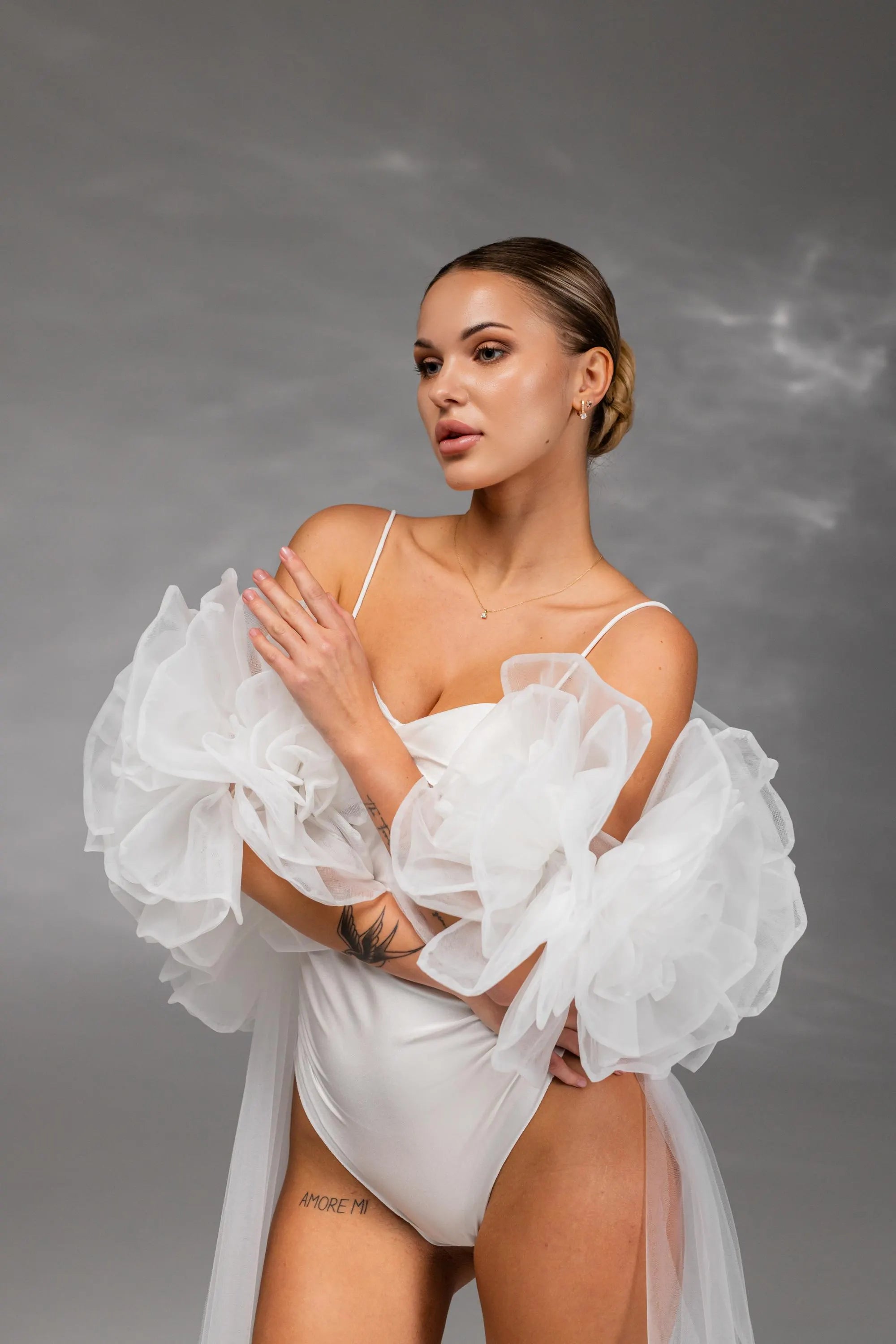 Cappuccino Chapel-Length Bridal Veil in Italian Tulle