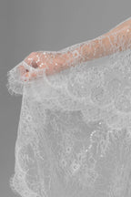 Milky  Chantilly Lace Bridal Cape with Snap Buttons