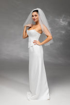 Ivory Bridal Veil with Pencil Edge Trim