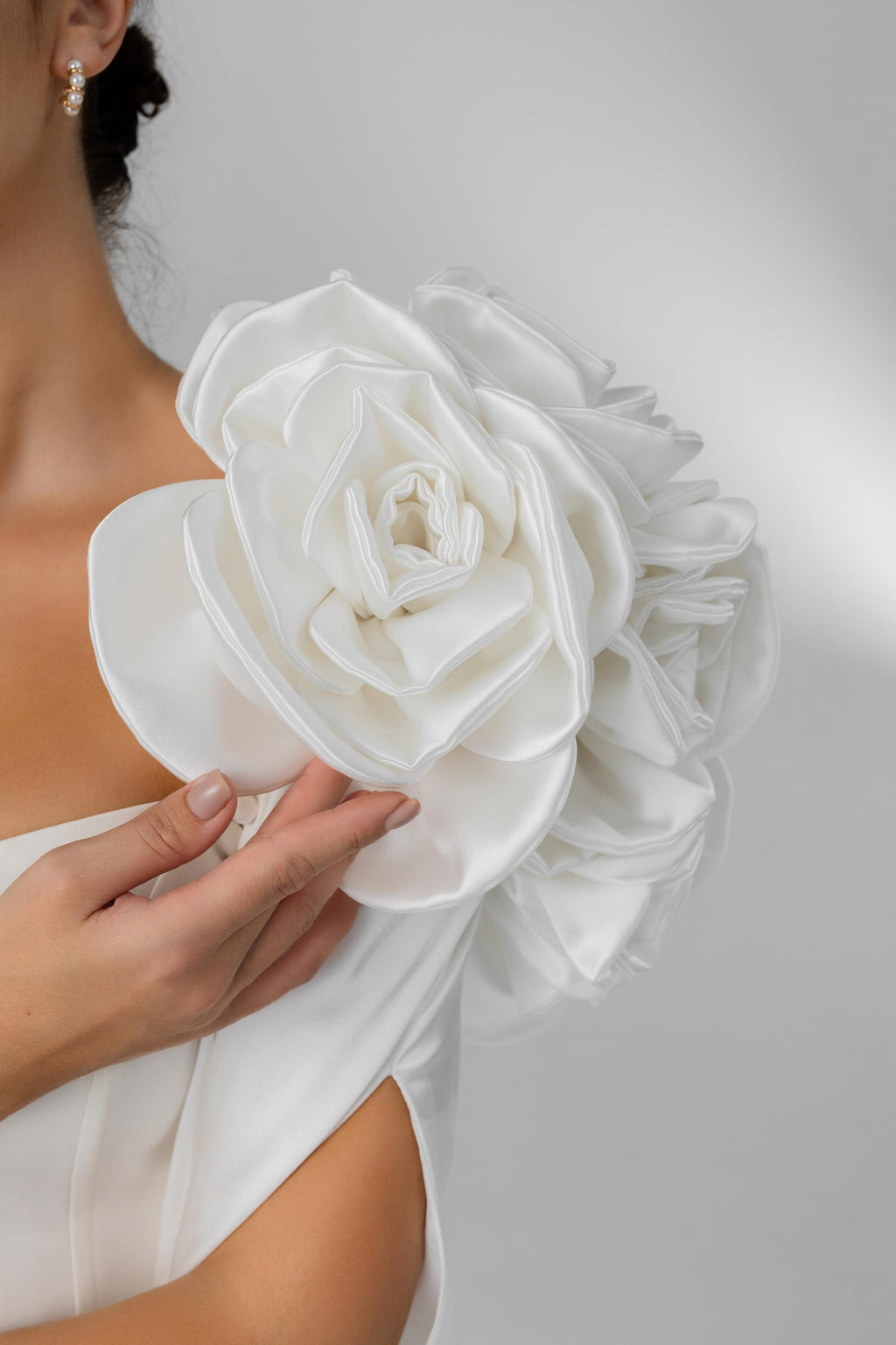Ivory Chapel-Length Bridal Cape with Statement Flowers