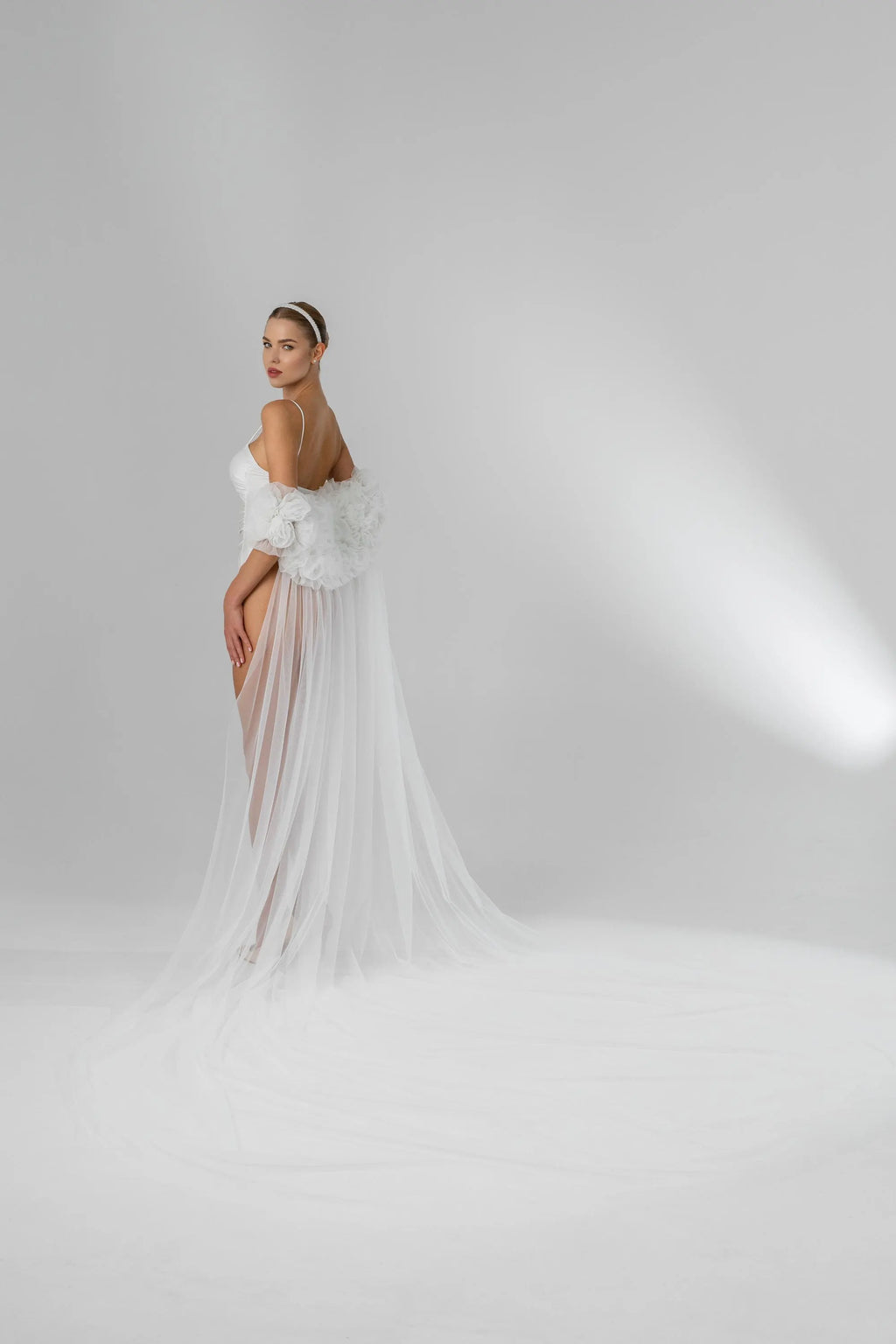 Cathedral Bridal Cape with Flowers and Spray Effect