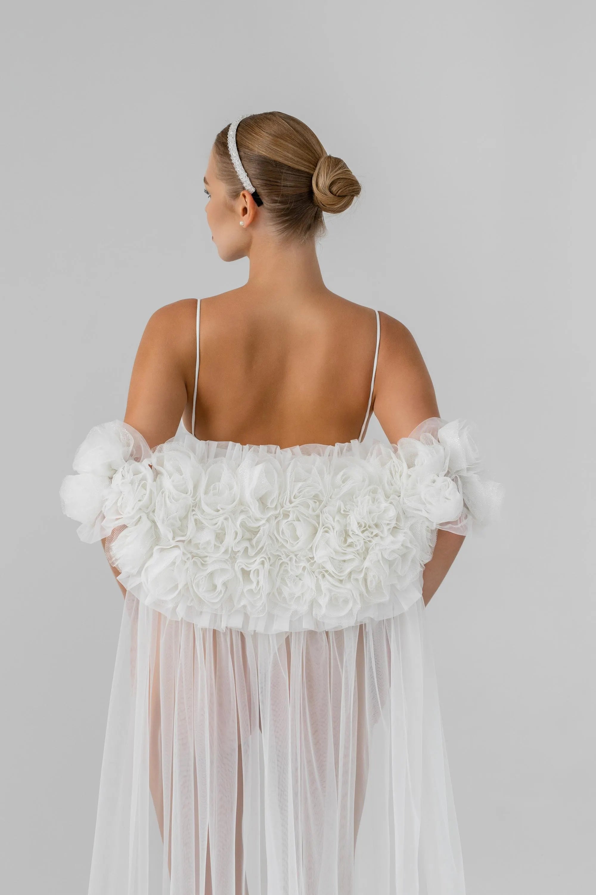 Cathedral Bridal Cape with Flowers and Spray Effect