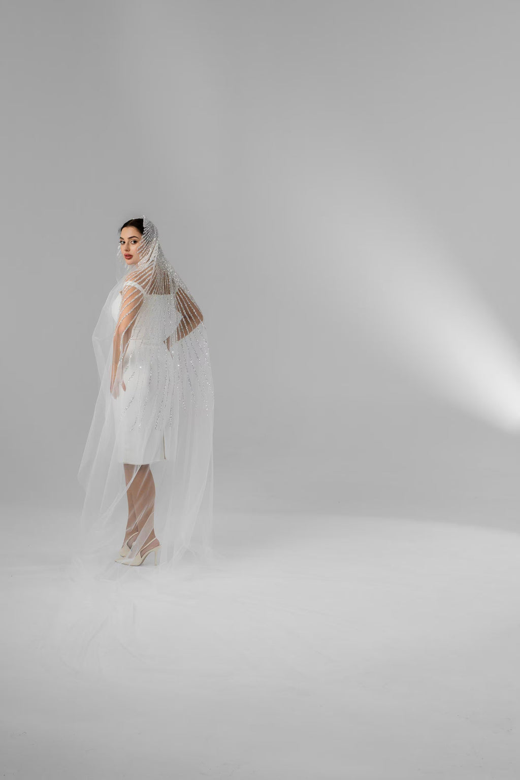 Ivory Royal Cathedral Oval Bridal Veil with Sequins