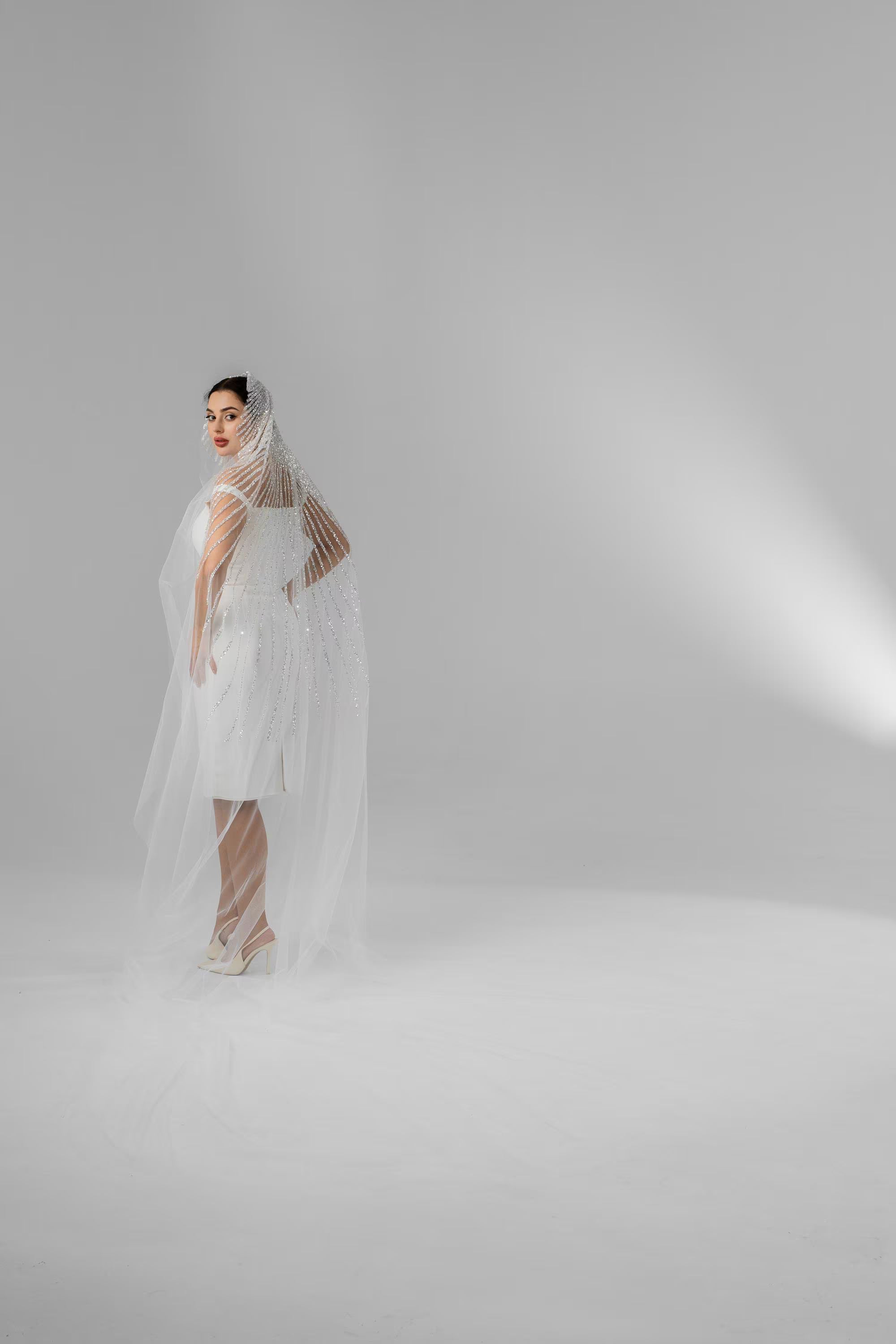 Ivory Royal Cathedral Oval Bridal Veil with Sequins